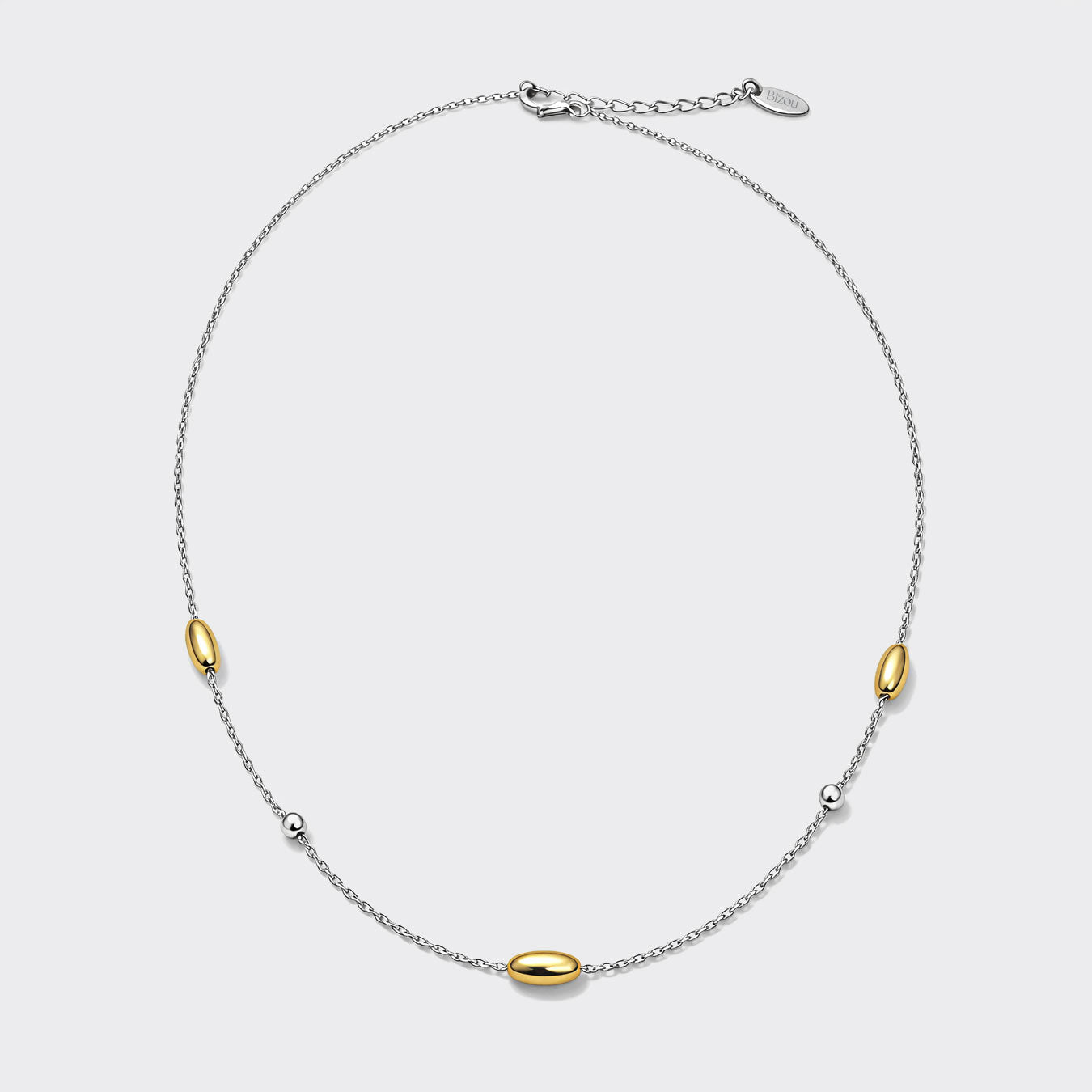 Collier argenté à perles bicolores