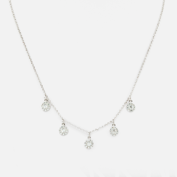 Load image into Gallery viewer, Necklace in sterling silver with 5 zirconias
