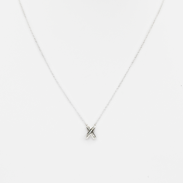 Load image into Gallery viewer, Sterling silver chain with X in zirconia
