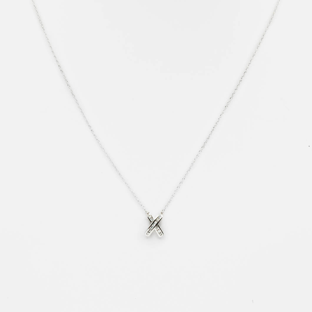 Sterling silver chain with X in zirconia