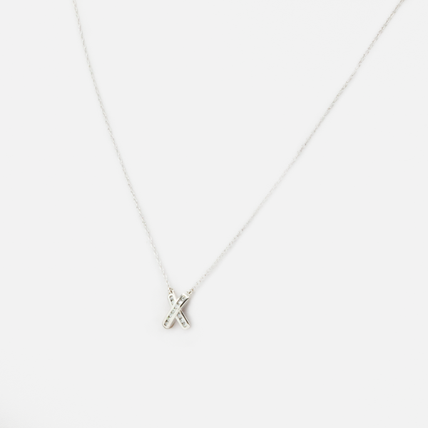 Load image into Gallery viewer, Sterling silver chain with X in zirconia
