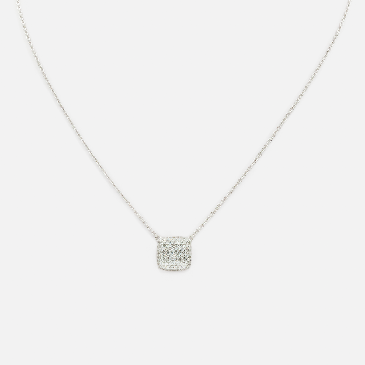 Necklace in sterling silver with square zirconia
