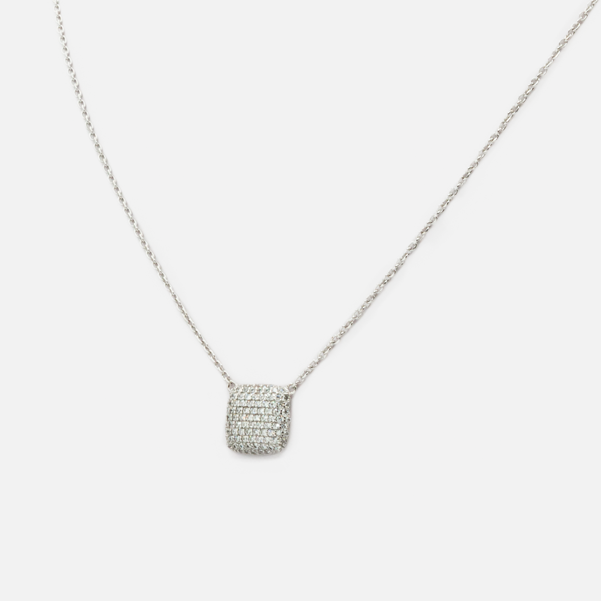 Necklace in sterling silver with square zirconia