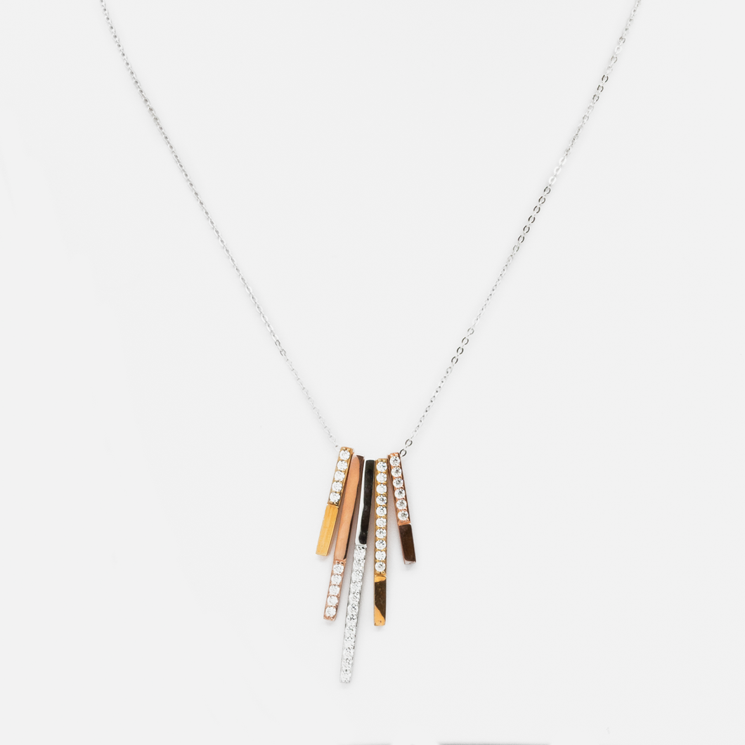 3-tone sterling silver necklace