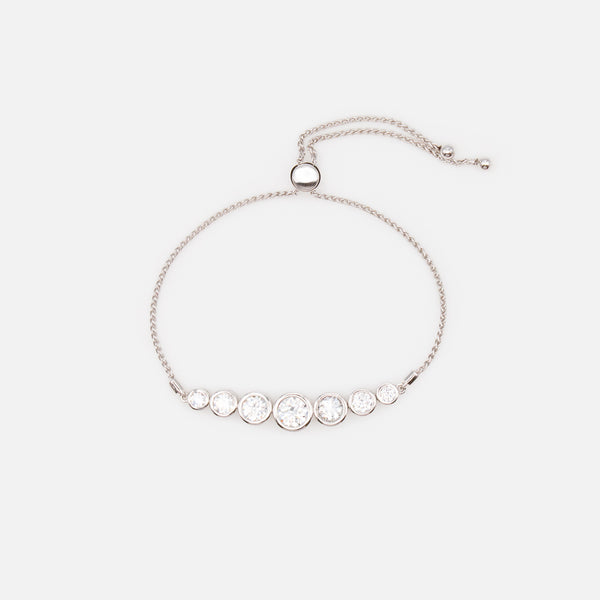 Load image into Gallery viewer, Adjustable bracelet with cubic zirconia in sterling silver
