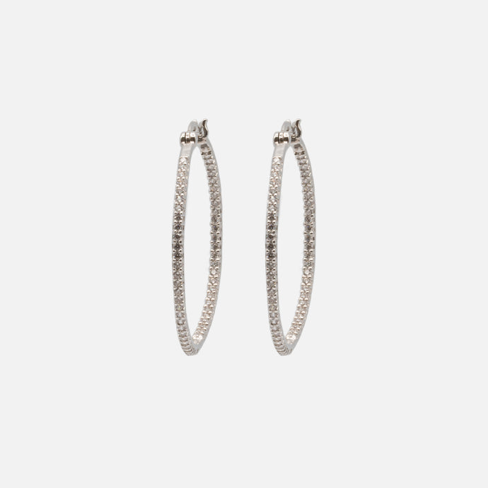 Hoop earrings with stones in sterling silver