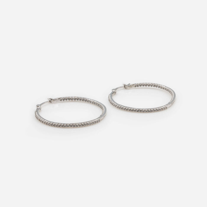 Boucles d'oreilles anneaux avec pierres en argent sterling