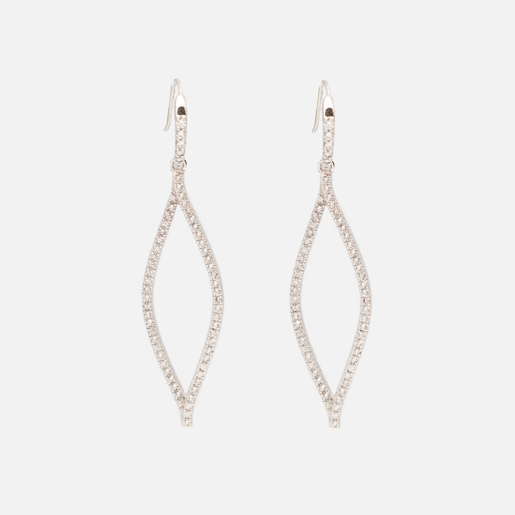 Long earrings with cubic zirconia in sterling silver