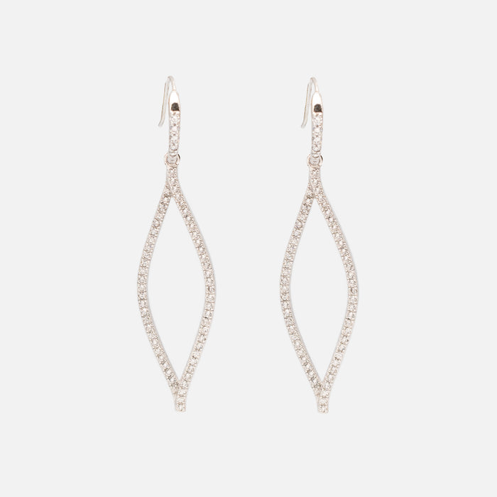 Boucles d'oreilles longues avec zircons cubiques en argent sterling