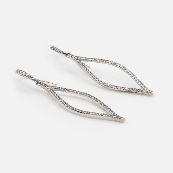 Load image into Gallery viewer, Long earrings with cubic zirconia in sterling silver
