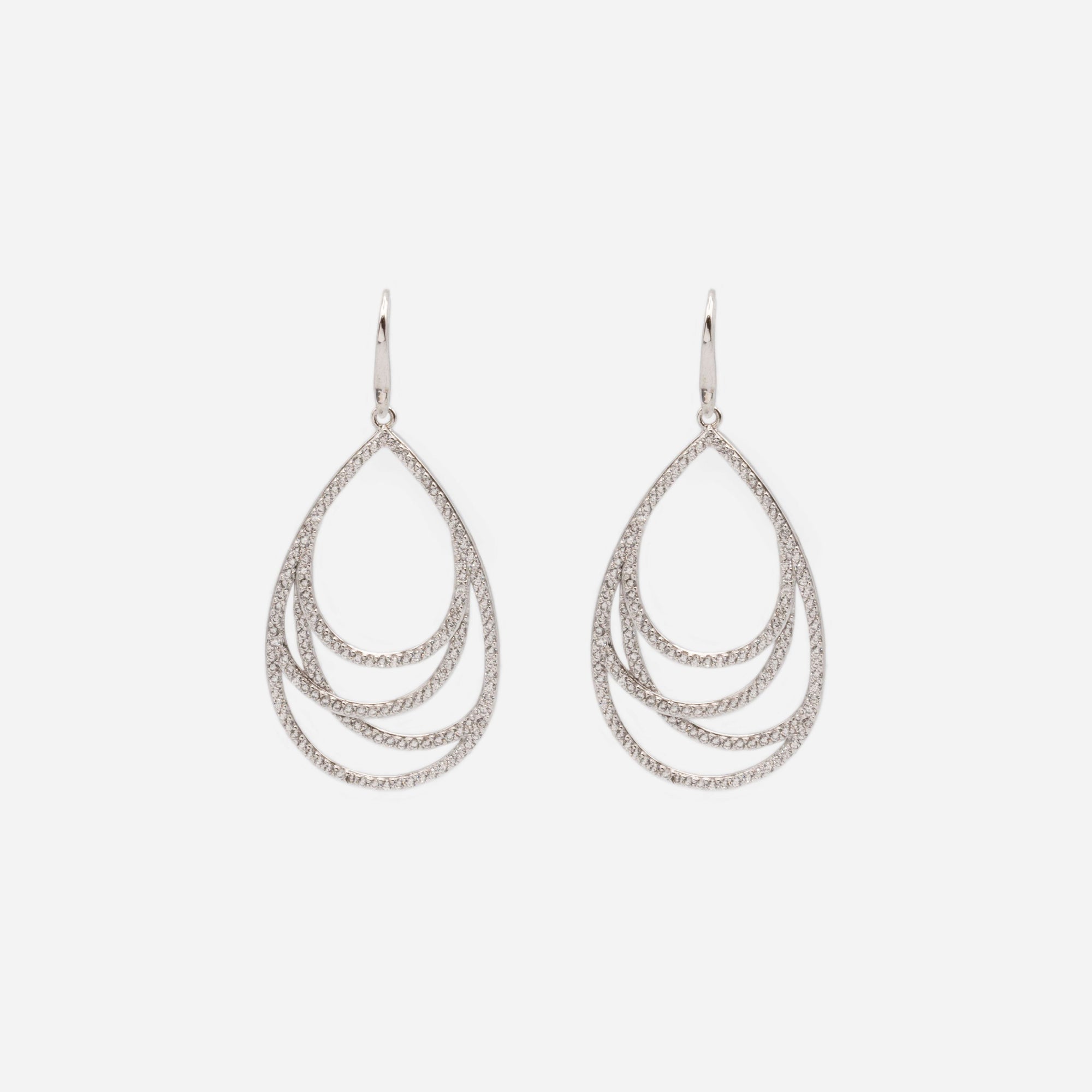 Boucles d'oreilles pendantes lignées avec pierres en argent sterling