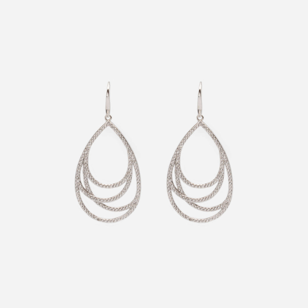 Lined dangling earrings with stones in sterling silver