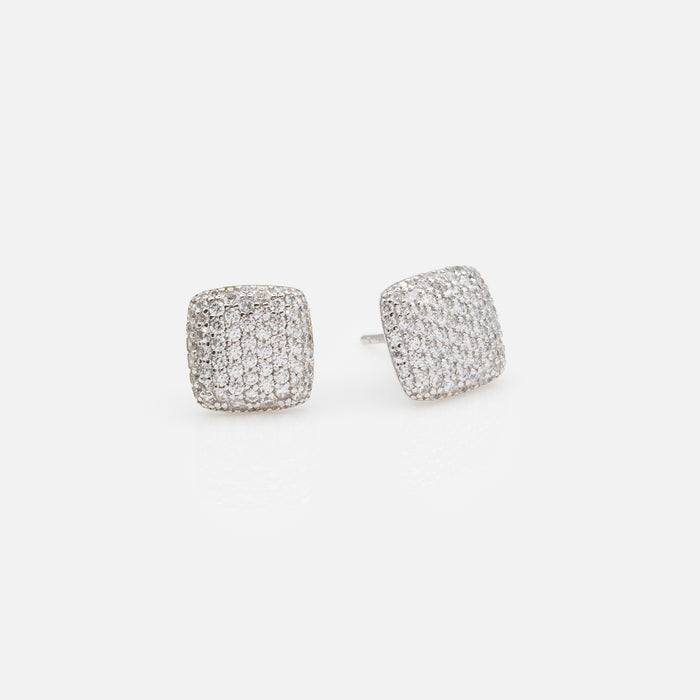 Boucles d'oreilles fixes carrées en argent sterling avec pierres