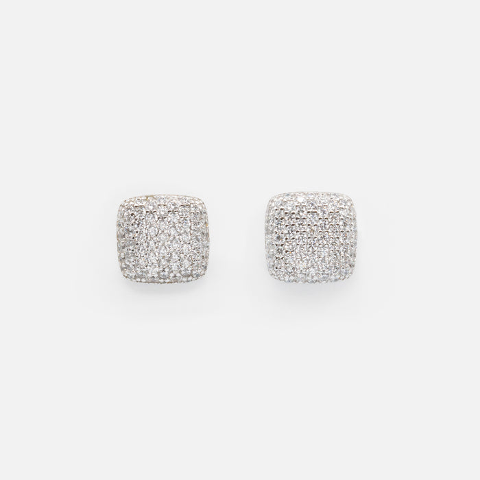 Boucles d'oreilles fixes carrées en argent sterling avec pierres