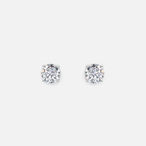 Load image into Gallery viewer, 7mm round stud earrings with cubic zirconia in sterling silver
