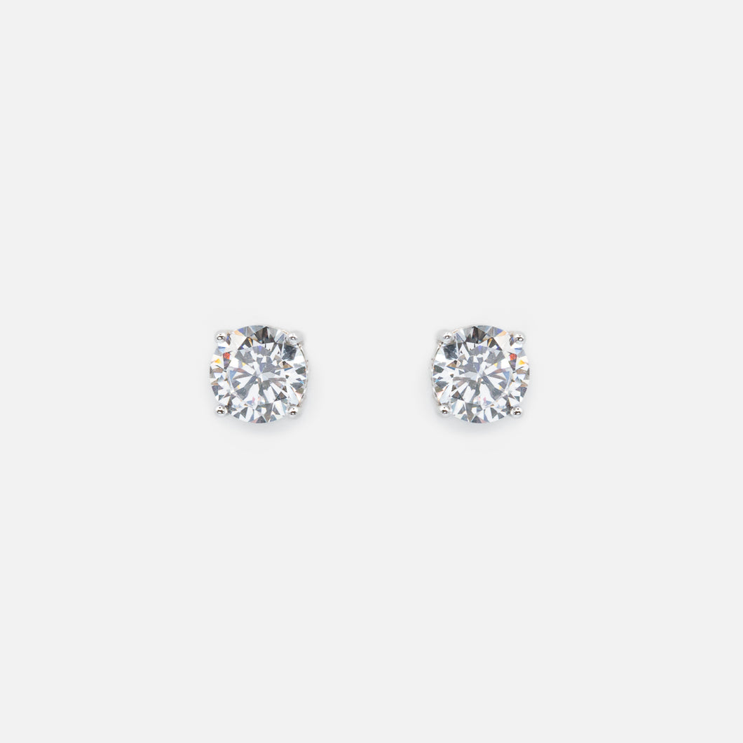 Boucles d'oreilles fixes rondes avec zircons cubiques 7mm en argent sterling