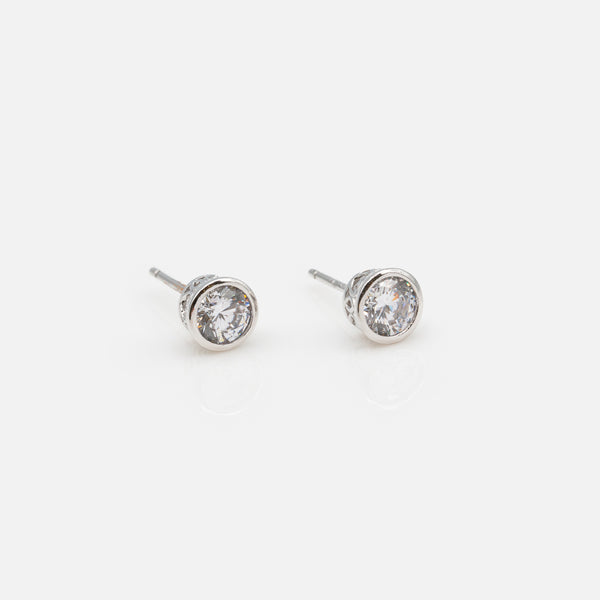 Load image into Gallery viewer, 5mm stud earrings with cubic zirconia in sterling silver
