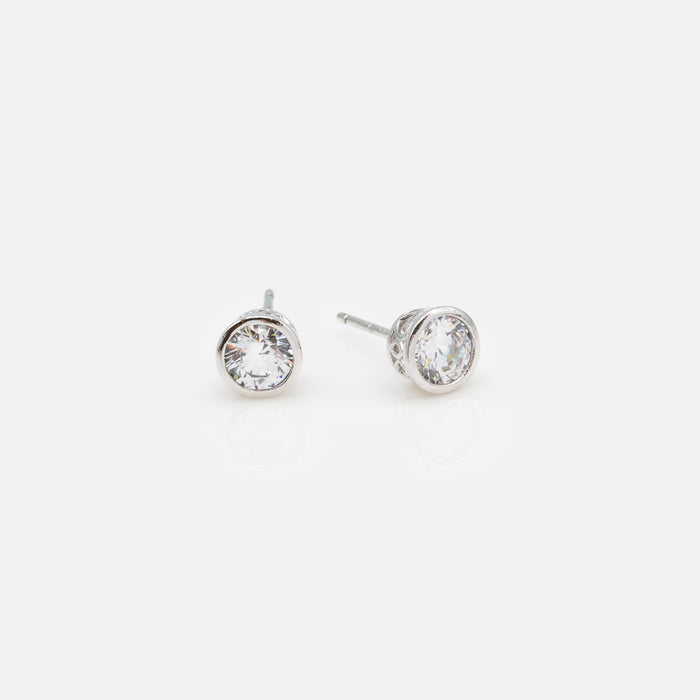 Boucles d'oreilles fixes 5mm avec zircon cubique en argent sterling