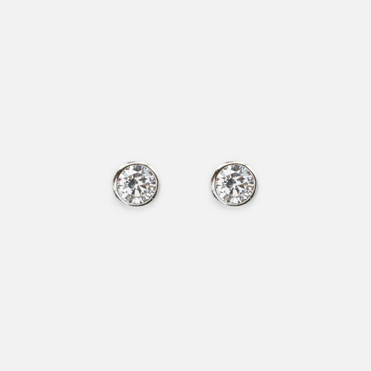 5mm stud earrings with cubic zirconia in sterling silver