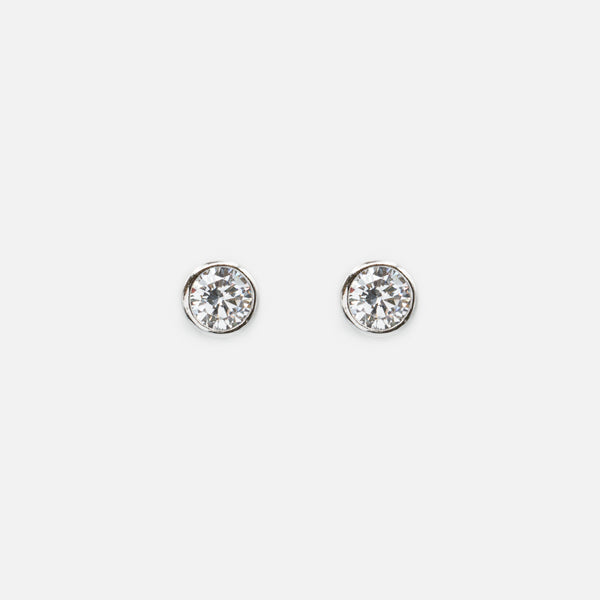 Load image into Gallery viewer, 5mm stud earrings with cubic zirconia in sterling silver
