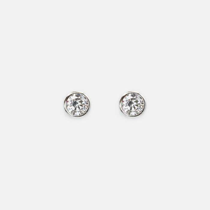 Boucles d'oreilles fixes 5mm avec zircon cubique en argent sterling