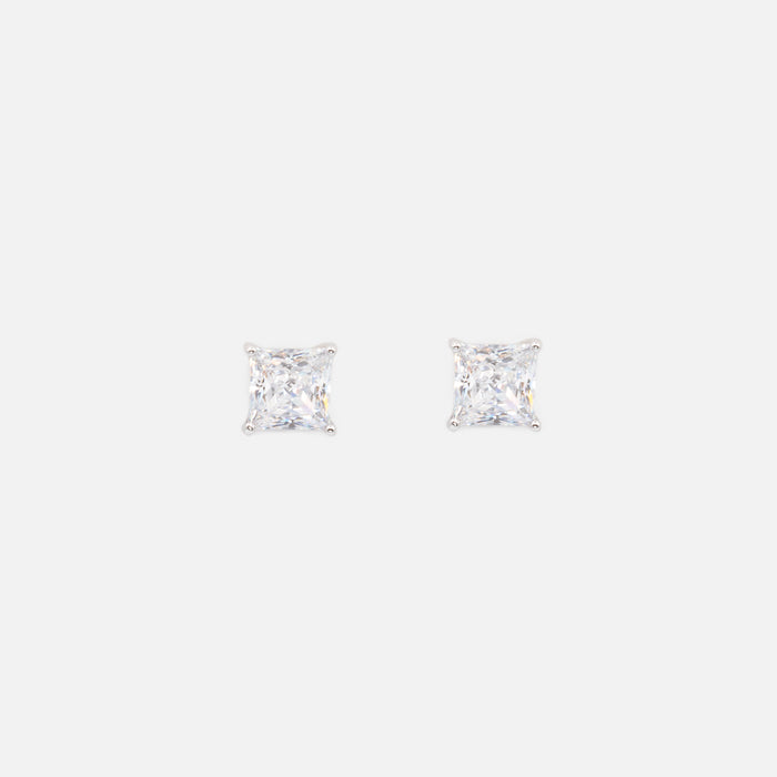 Boucles d'oreilles carrées 5mm avec zircons cubiques en argent sterling