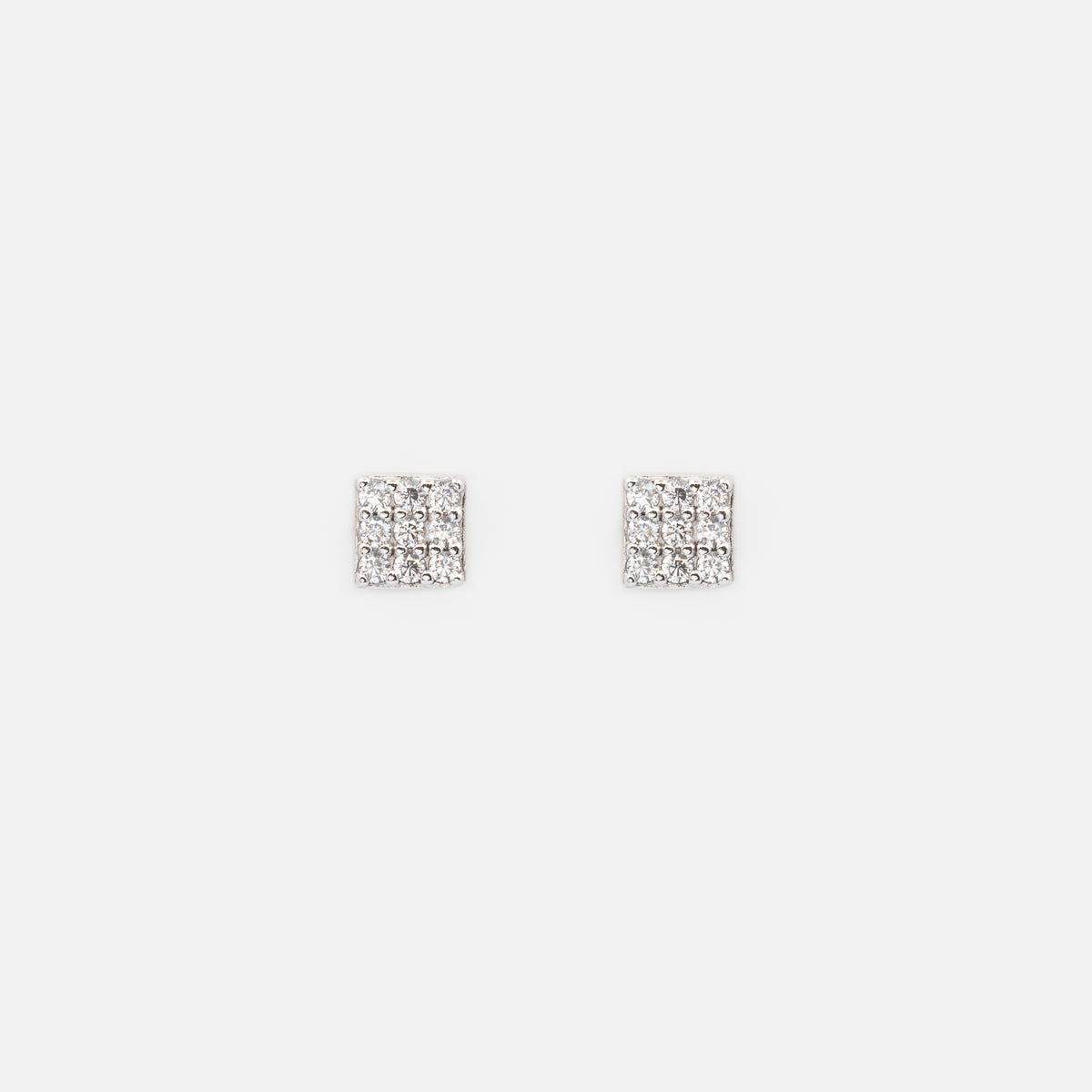 5mm square cubic zirconia stud earrings in sterling silver