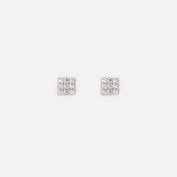 Load image into Gallery viewer, 5mm square cubic zirconia stud earrings in sterling silver
