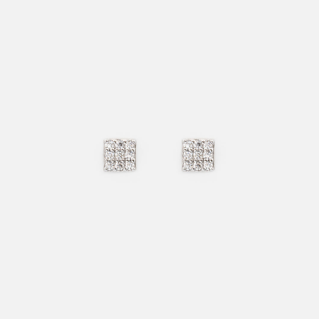 5mm square cubic zirconia stud earrings in sterling silver