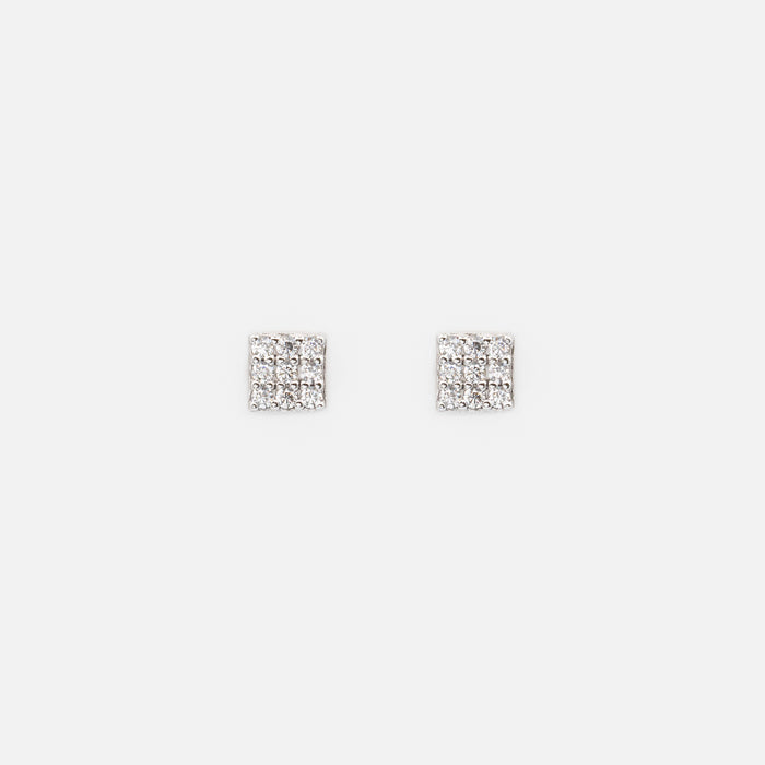 Boucles d'oreilles carrées 5 mm avec zircons cubiques en argent sterling