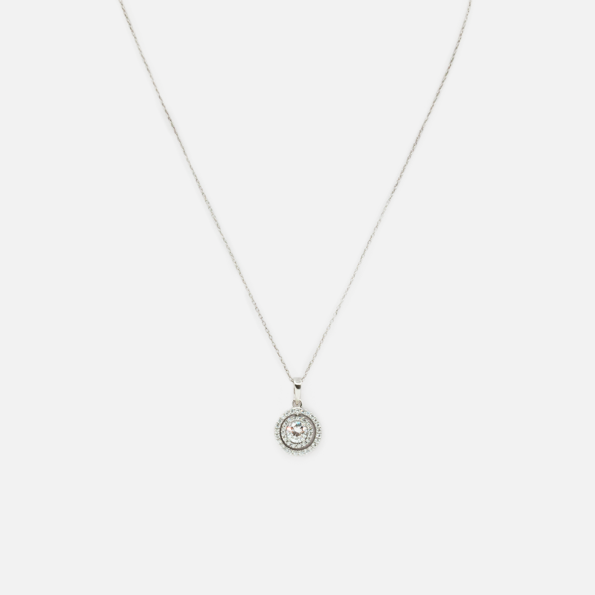 Chaîne en argent sterling avec breloque cercle et zircons