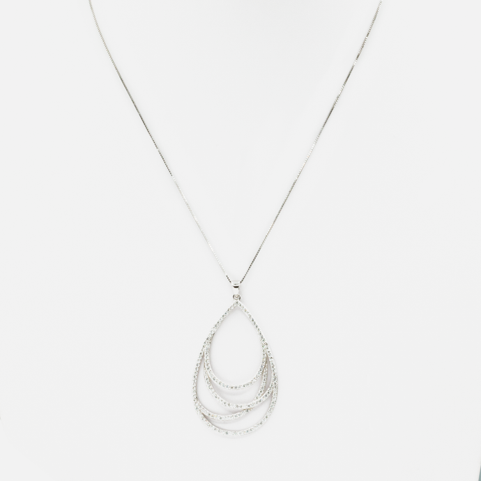 Sterling silver chain with water drop pendant