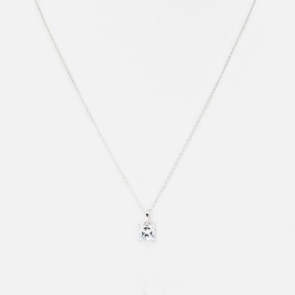 Load image into Gallery viewer, Thin sterling silver chain with zircon charm
