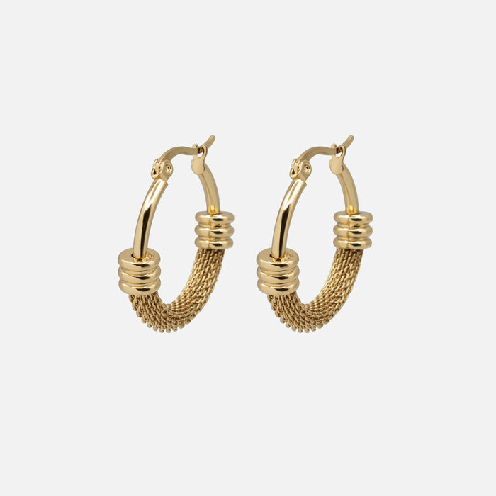 Half-textured gold hoop earrings