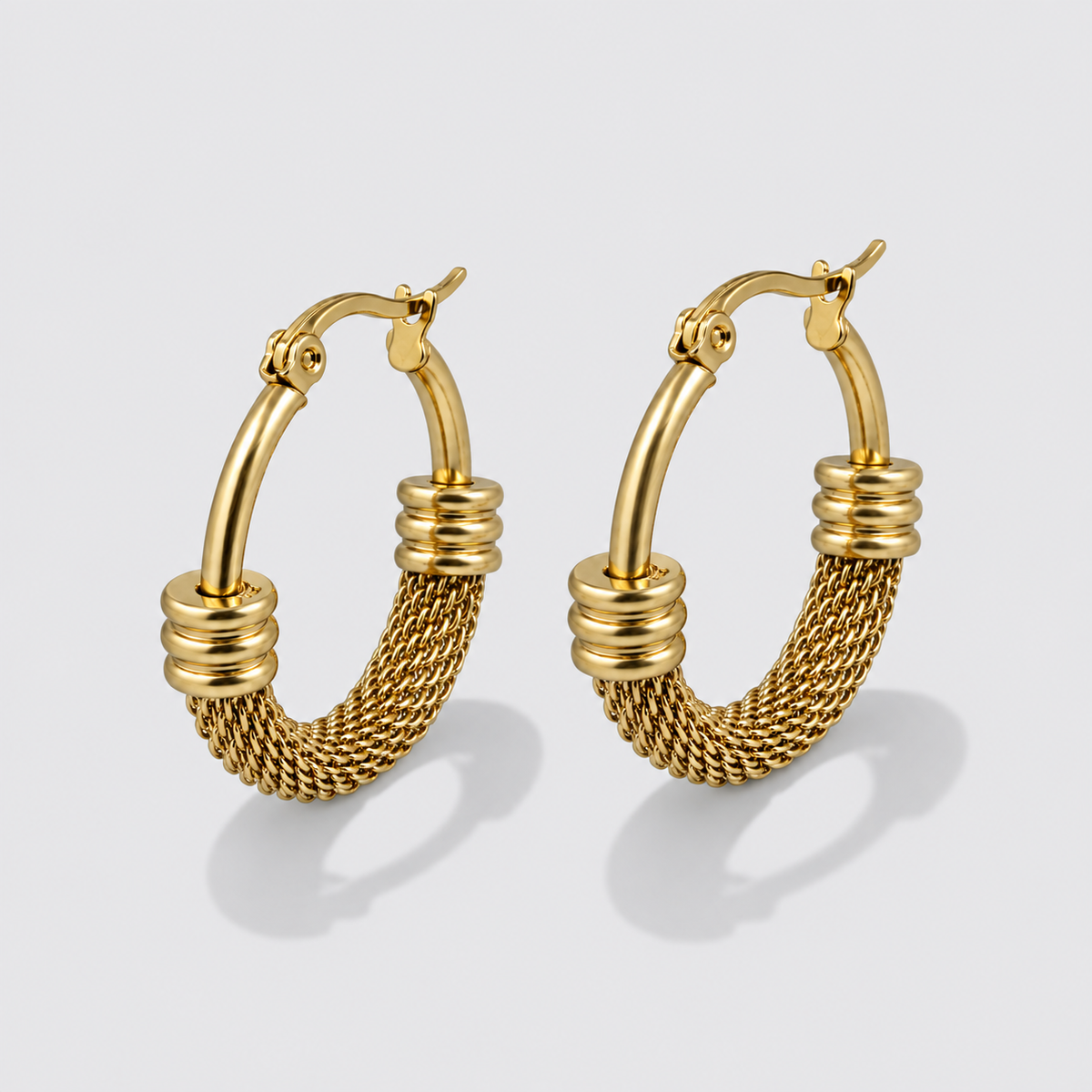 Half-textured gold hoop earrings