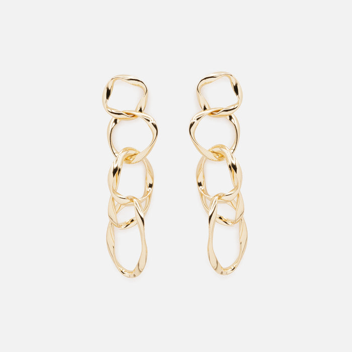 Long imperfect gold hoop earrings
