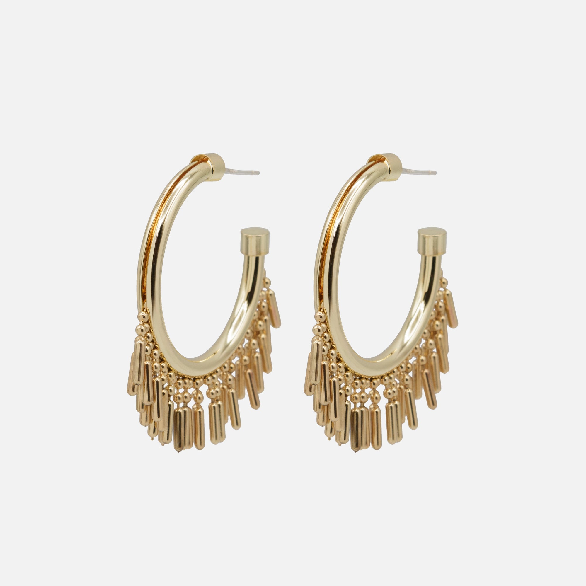Boucles d'oreilles anneaux dorés à frange