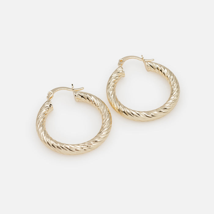 Textured gold hoop earrings