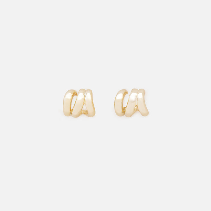 Triple gold half-ring earrings
