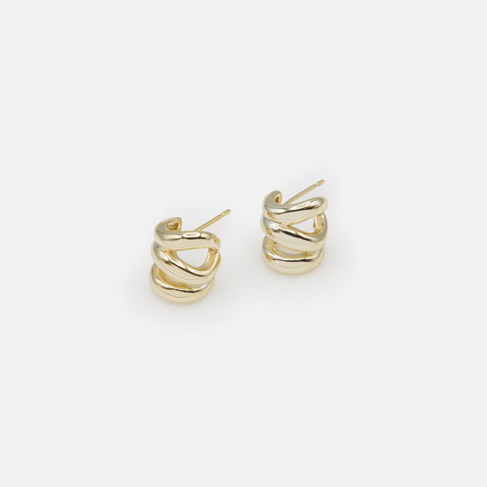 Triple gold half-ring earrings