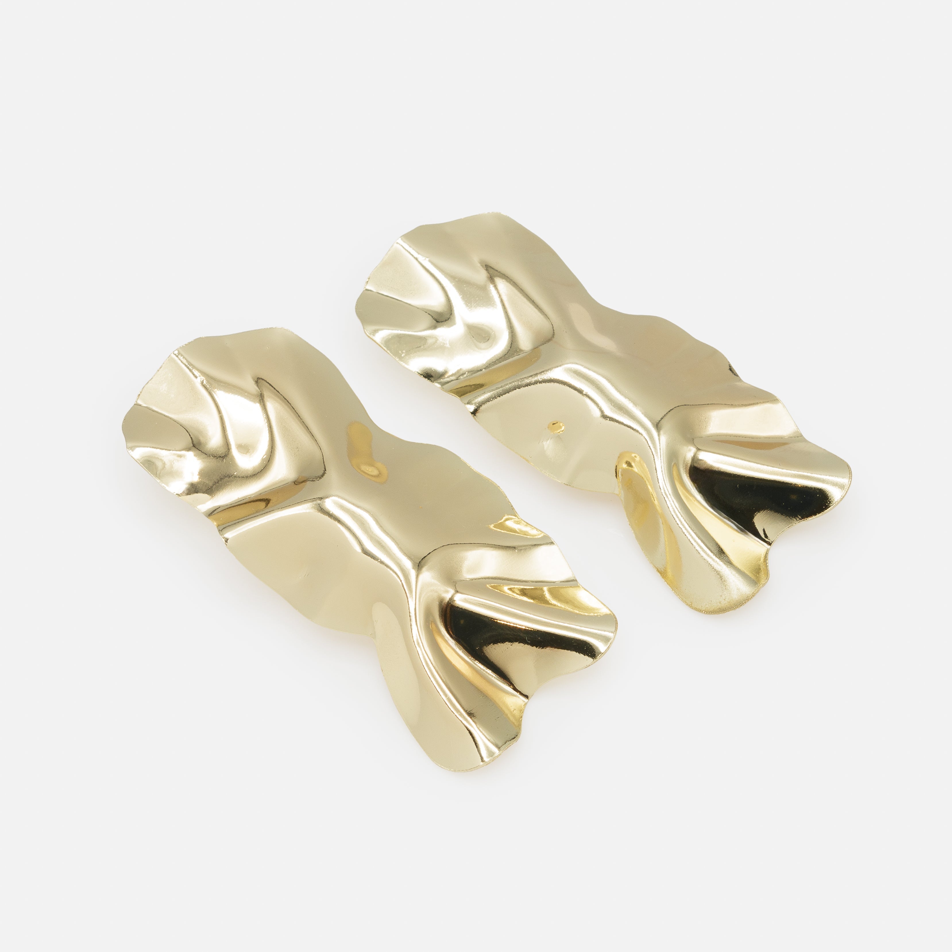 Large gold crinkled earrings