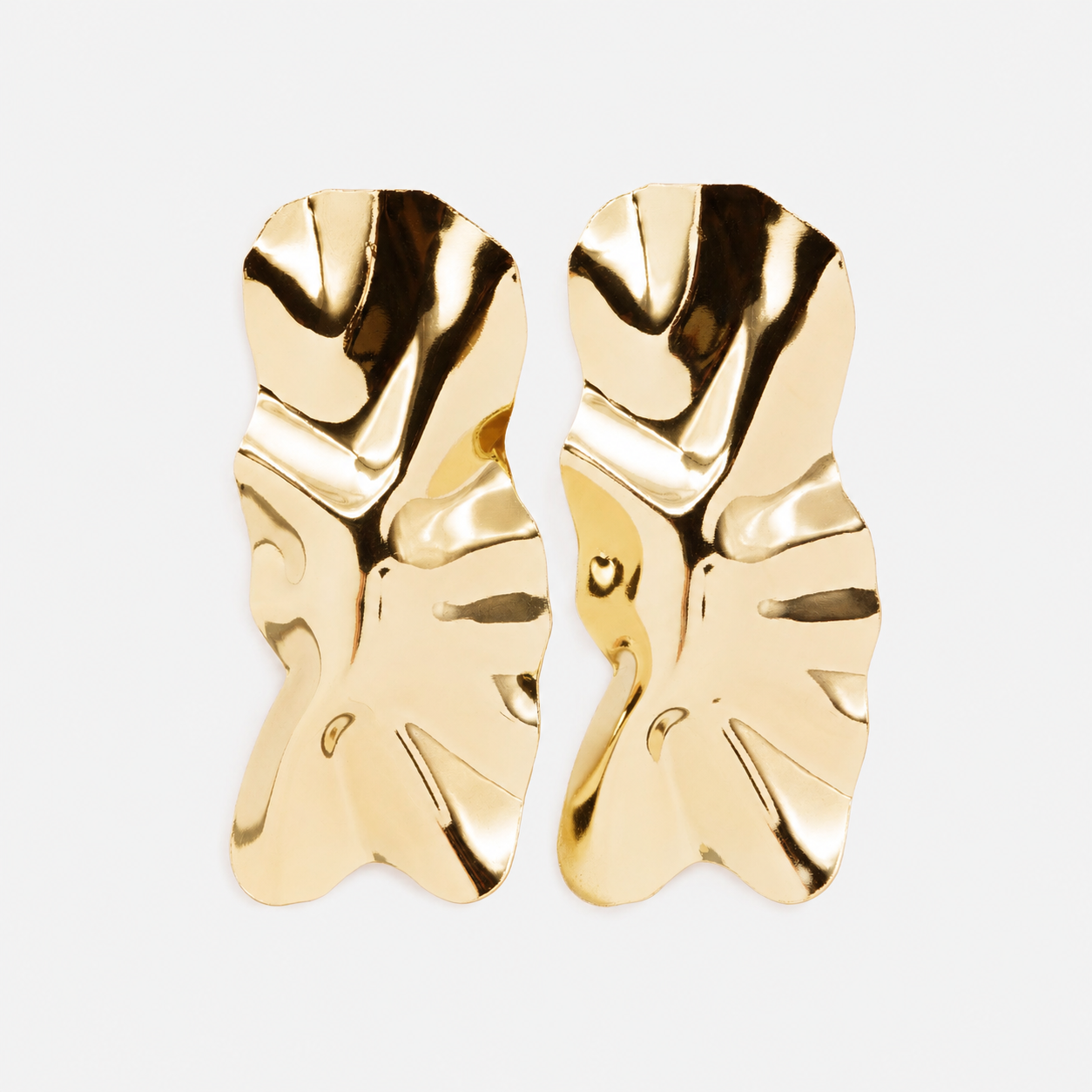 Large gold crinkled earrings