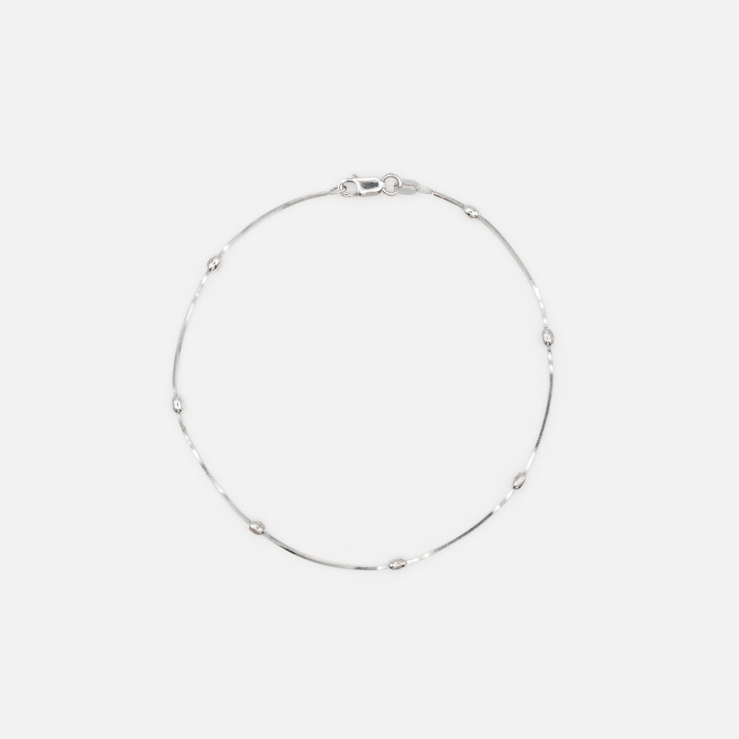 Anklet chain with bead insert in sterling silver