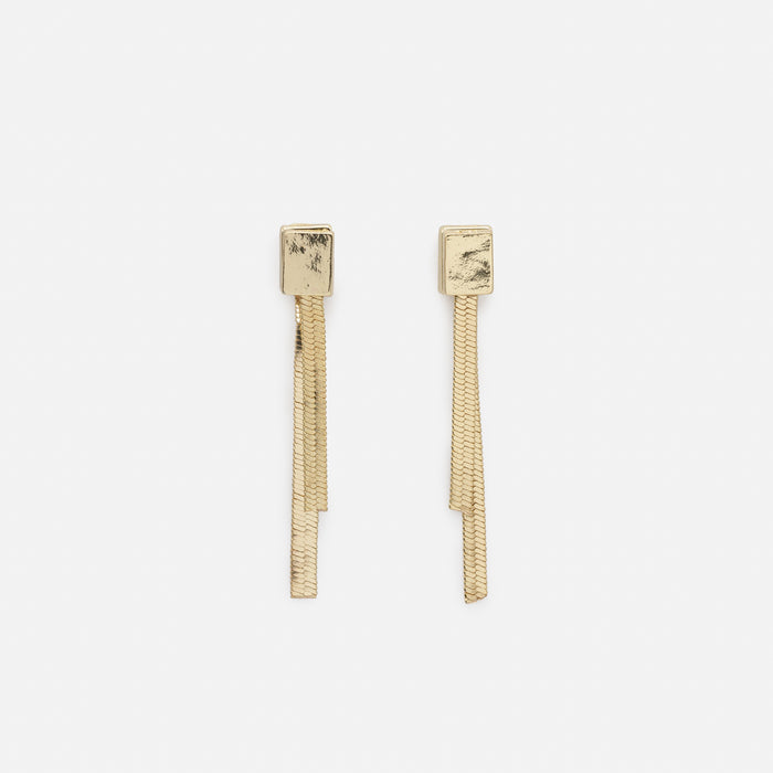 Boucles d'oreilles pendantes à mailles serpentines plates dorées