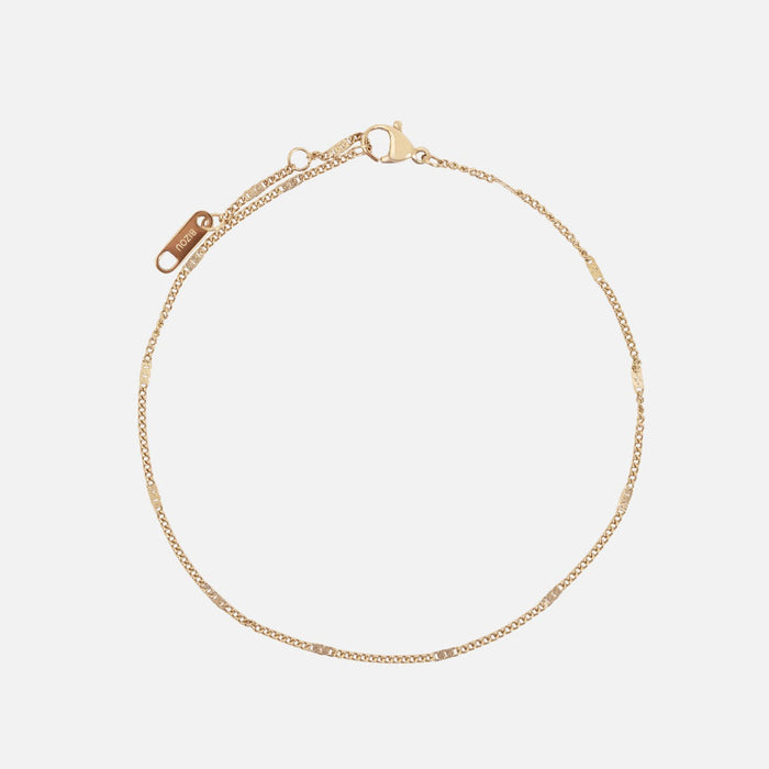 Gold anklet with flat stainless steel inserts
