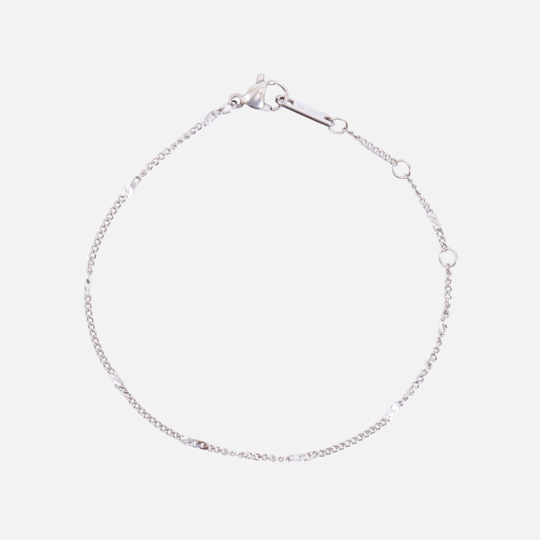 Bracelet argenté insertions plates en acier inoxydable