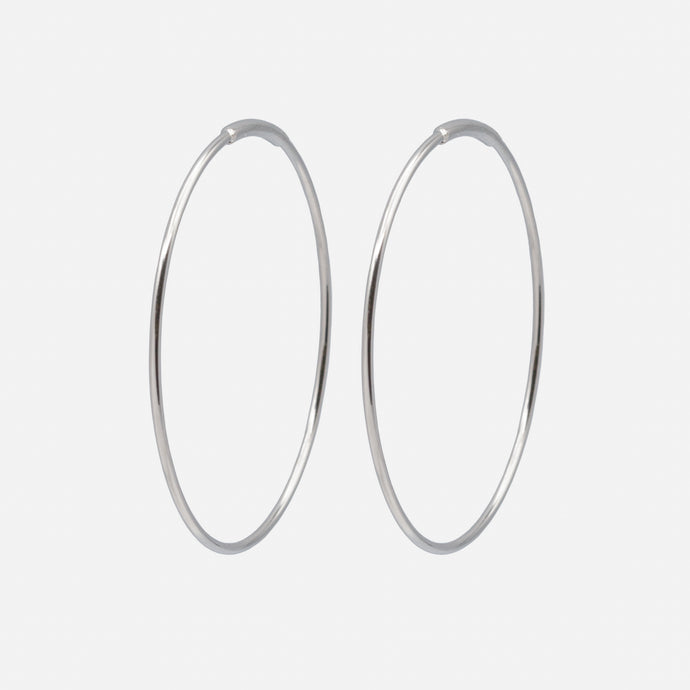 Thin silver-plated stainless steel hoop earrings