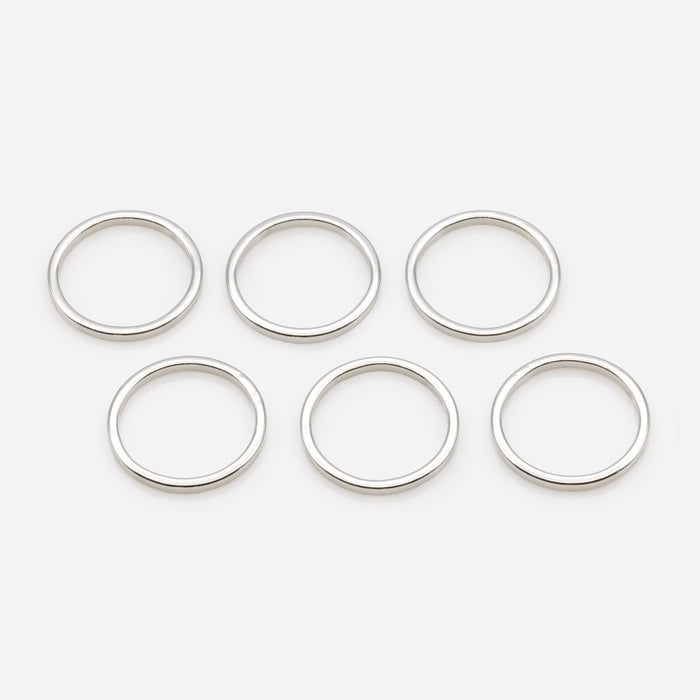 Ensemble de six bagues midi argentées en acier inoxydable