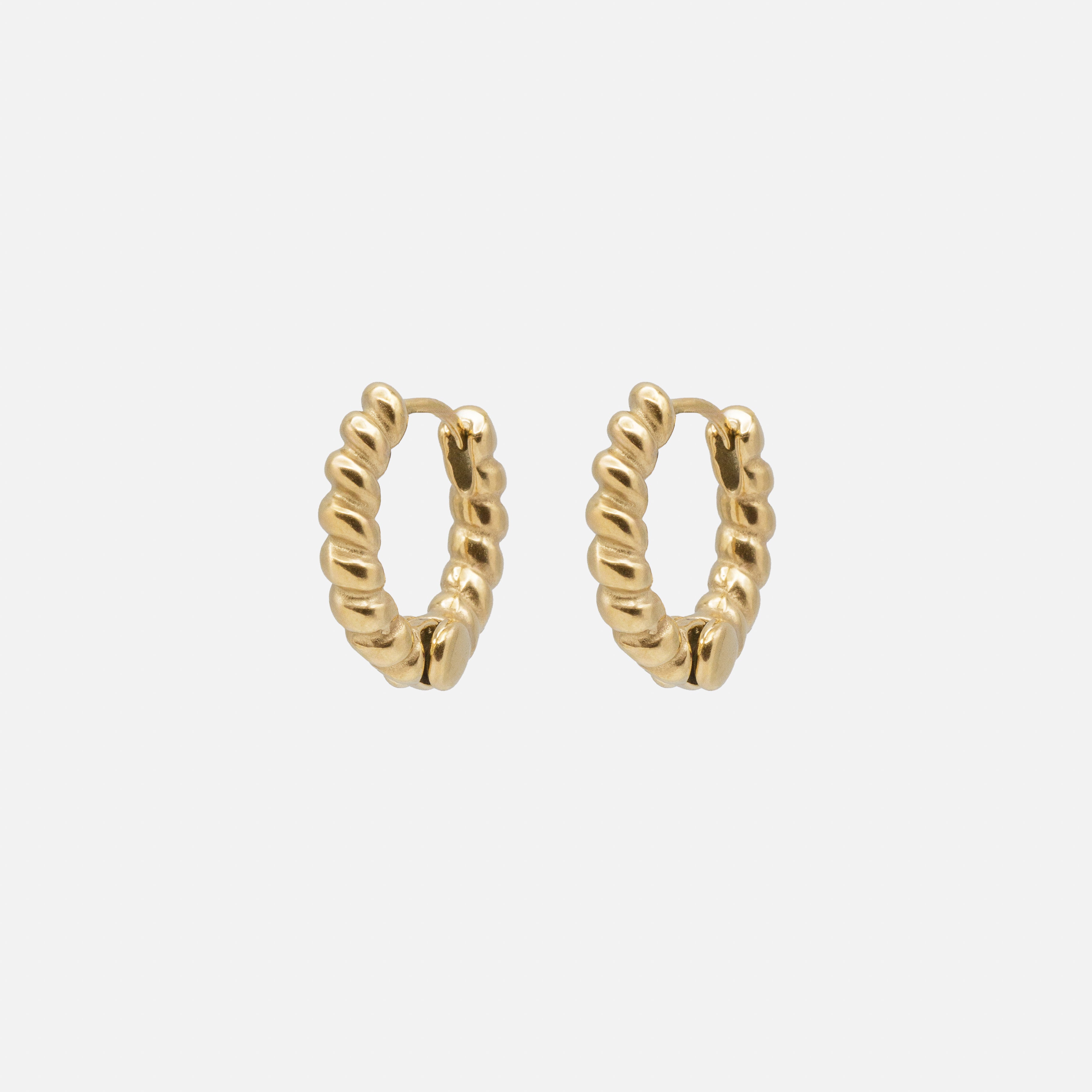 Boucles d’oreilles huggies torsadées dorées en acier inoxydable