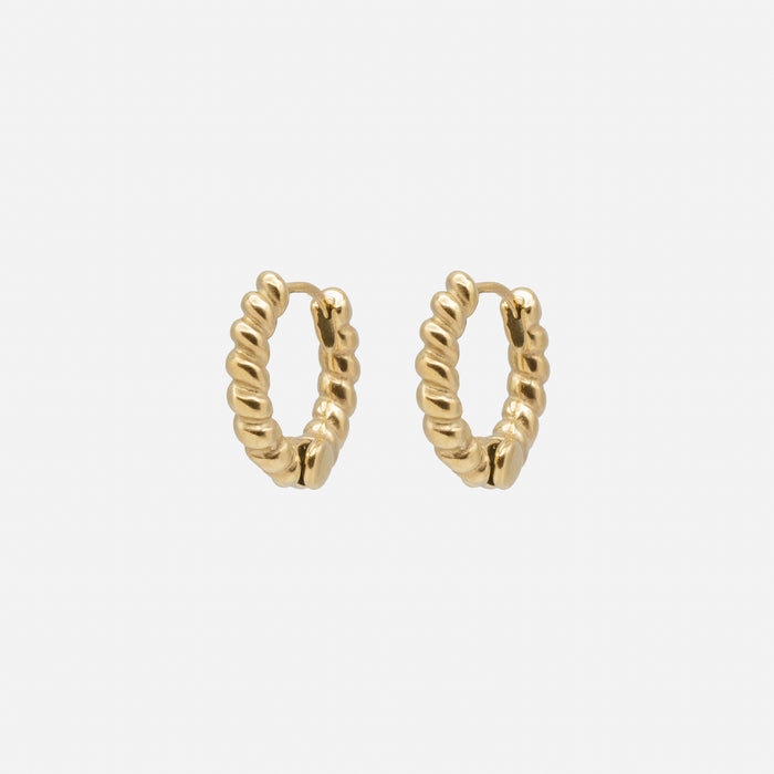 Twisted gold-plated stainless steel huggies earrings